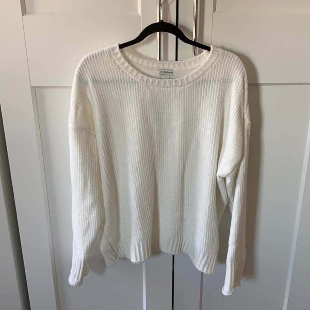 PJ Salvage White Chenille Sweater Large